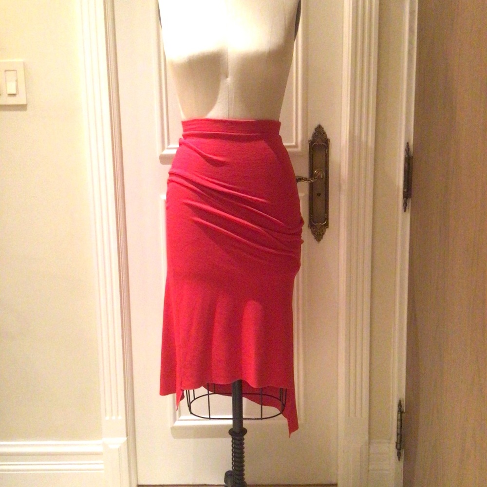 Zara Red Asymmetrical stretch skirt